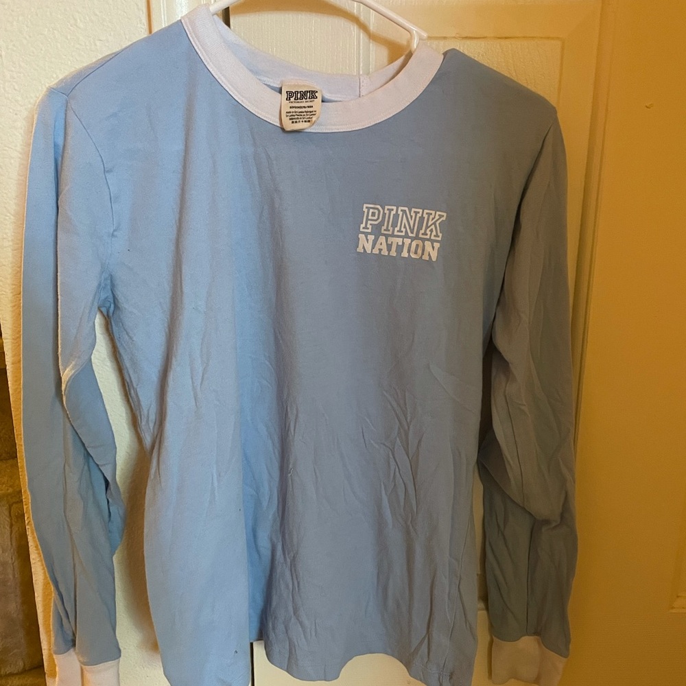 blue long sleeve PINK top